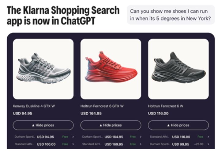 Klarna lance une application de recherche shopping boostée par l'IA dans ChatGPT Klarna lance une application de recherche shopping boostée par l'IA dans ChatGPT