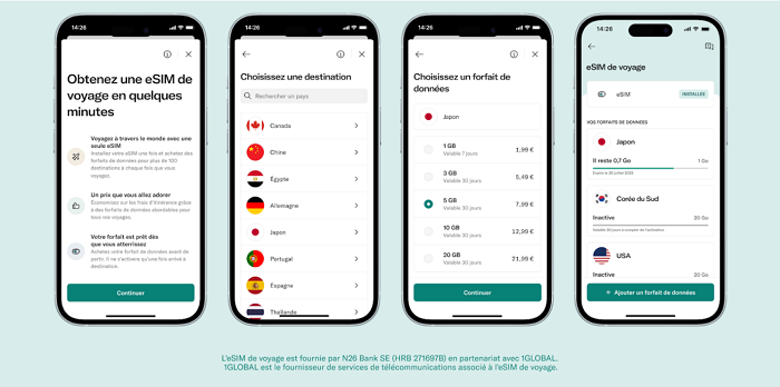 N26 renforce son offre voyage avec les forfaits mobiles N26 eSIM Voyages